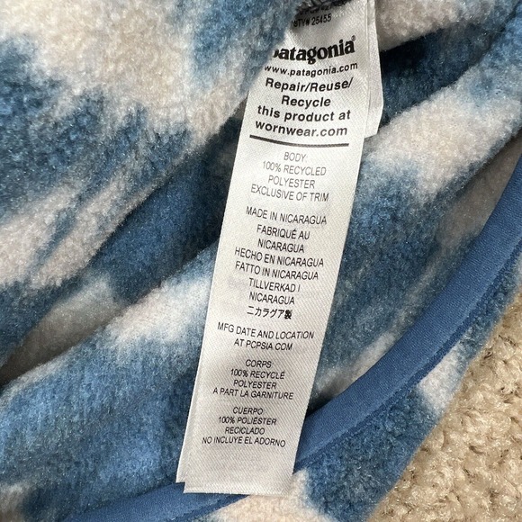 Patagonia Synchilla Snap-T Fleece Pullover Womens Small Tie Dye Wavy Blue - Picture 5 of 6